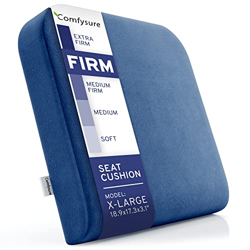 ComfySure Extra Large Wheelchair Seat Cushion Firm Memory Foam Chair Pad for Wheelchair Recliner Office Car Bariatric Overweight Users 19x17x3